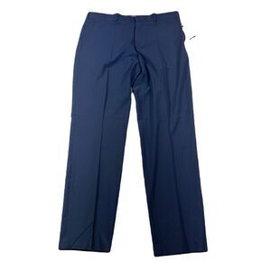 Perry Ellis Check Dress Pants Mens 36 x‎ 34 Navy Blue Modern-Fit Resolution NEW